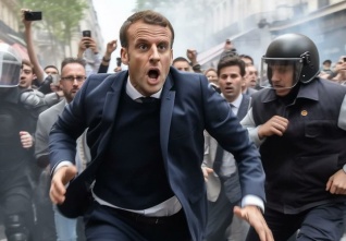 macron pronásledovaný